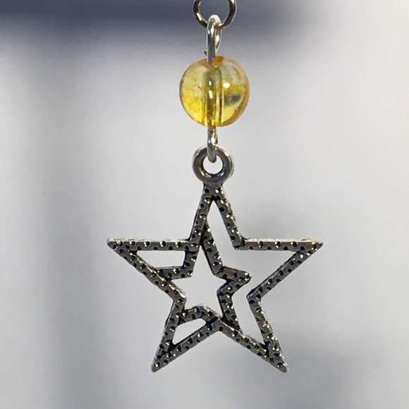 Yellow Citrine Silver Star Earrings - Picture 3 of 8
